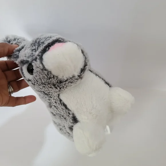 Animal Adventure Bunny Rabbit Plush Gray Frosted White Grey Stuffed Animal 2017 - Picture 4 of 11